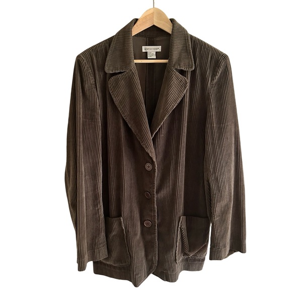 Vintage 1990’s Newport News Olive Green Corduroy Pocket Blazer Sz 14 - Picture 6 of 12